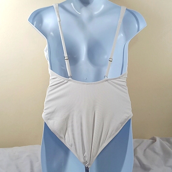 NEW Andie Bathing White  Swimwear Women The Sardinia Ribbed One Piece Small - Picture 3 of 5